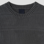 JUUN.J Mixed Texture Stripe Dyed Pullover Sweater – Ash