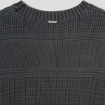 JUUN.J Mixed Texture Stripe Dyed Pullover Sweater – Ash
