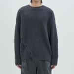 JUUN.J [CORE] Twist Detail Button Opening Pullover Jumper – Grey