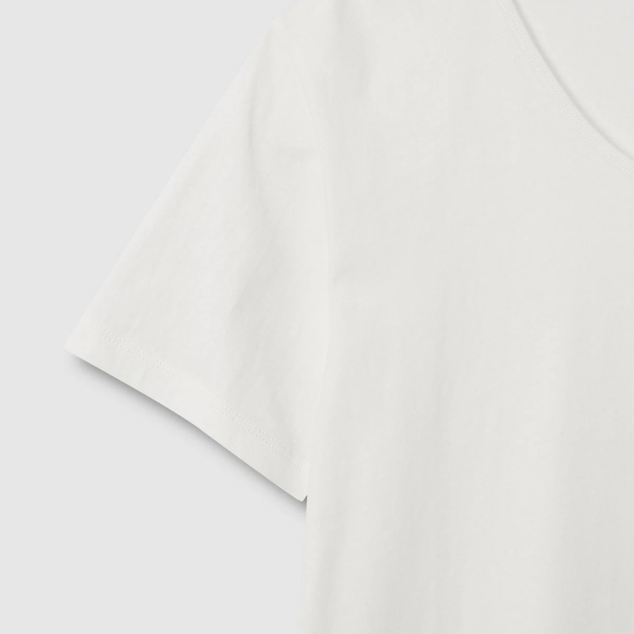 JAJU Cotton Strong Twist U-Neck T-Shirt – White