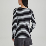 JAJU Boatneck Cotton Stretch Long Sleeve T-Shirt – Black