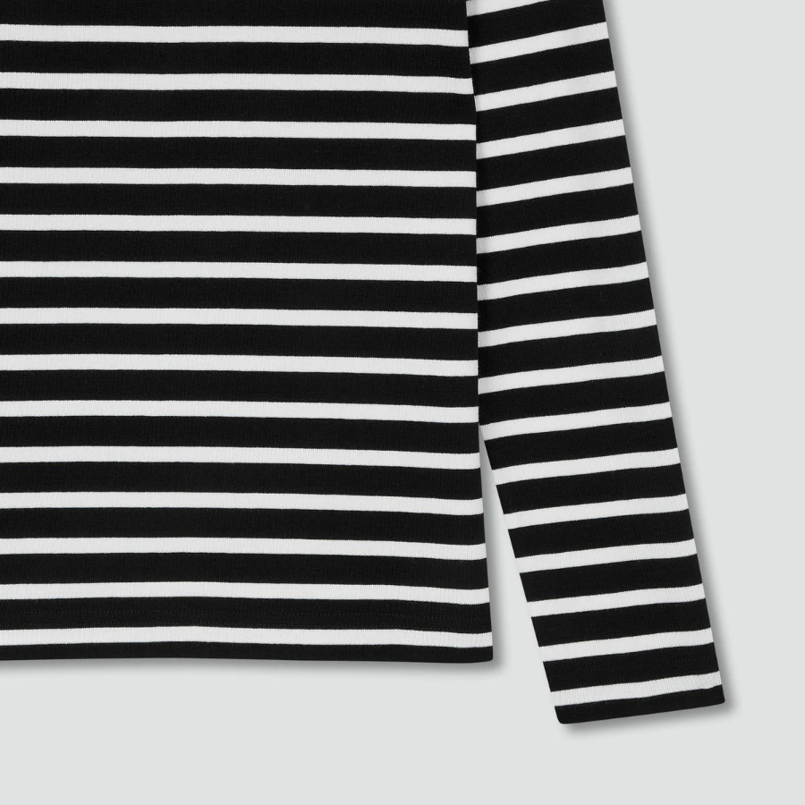 JAJU Boatneck Cotton Stretch Long Sleeve T-Shirt – Black