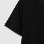 JAJU Cotton Twisted Yarn U-Neck Short Sleeve T-Shirt – Black