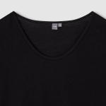 JAJU Cotton Twisted Yarn U-Neck Short Sleeve T-Shirt – Black