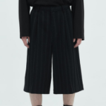 JUUN.J Wool Cotton Stripe Long Shorts – Black