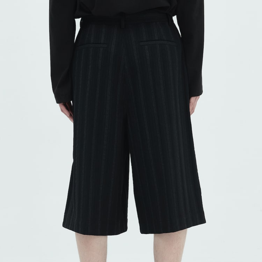 JUUN.J Wool Cotton Stripe Long Shorts – Black