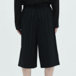 JUUN.J Wool Cotton Stripe Long Shorts – Black