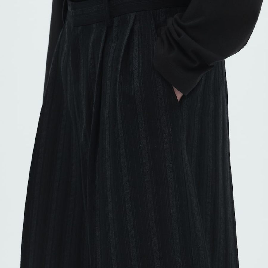 JUUN.J Wool Cotton Stripe Long Shorts – Black