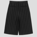 JUUN.J Wool Cotton Stripe Long Shorts – Black