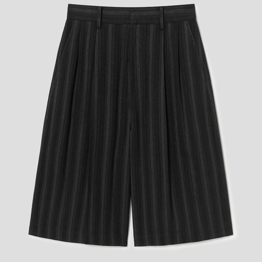 JUUN.J Wool Cotton Stripe Long Shorts – Black