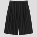 JUUN.J Wool Cotton Stripe Long Shorts – Black
