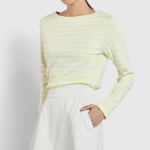 JAJU Boatneck Cotton Stretch Long Sleeve T-Shirt – Yellow