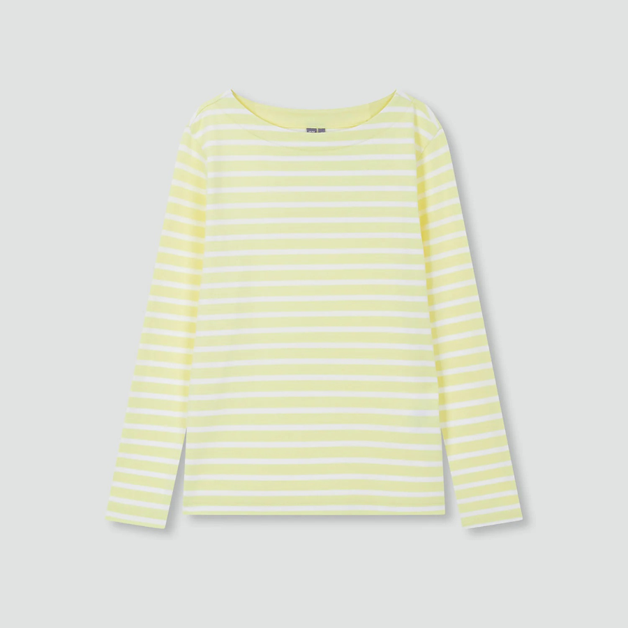 JAJU Boatneck Cotton Stretch Long Sleeve T-Shirt – Yellow
