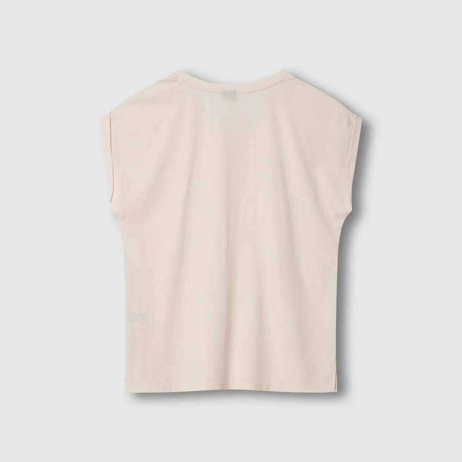 JAJU V-Neck Turn-Up T-Shirt – Pink