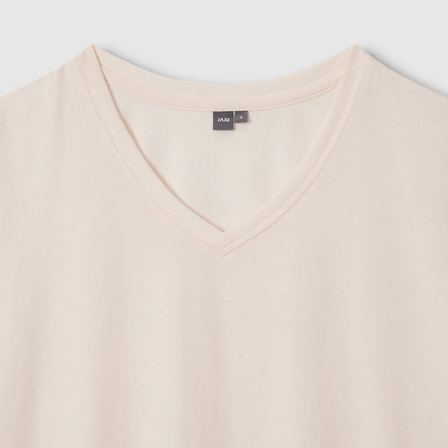 JAJU V-Neck Turn-Up T-Shirt – Pink