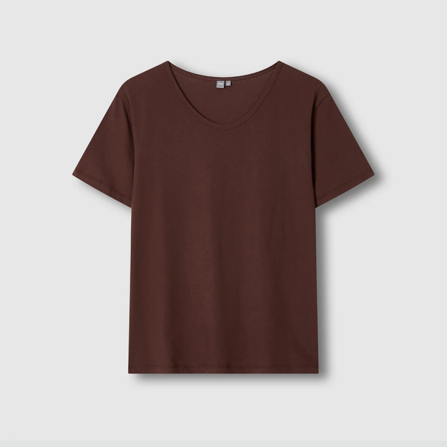 JAJU Cotton Ganggyeon U-Neck T-Shirt – Brown
