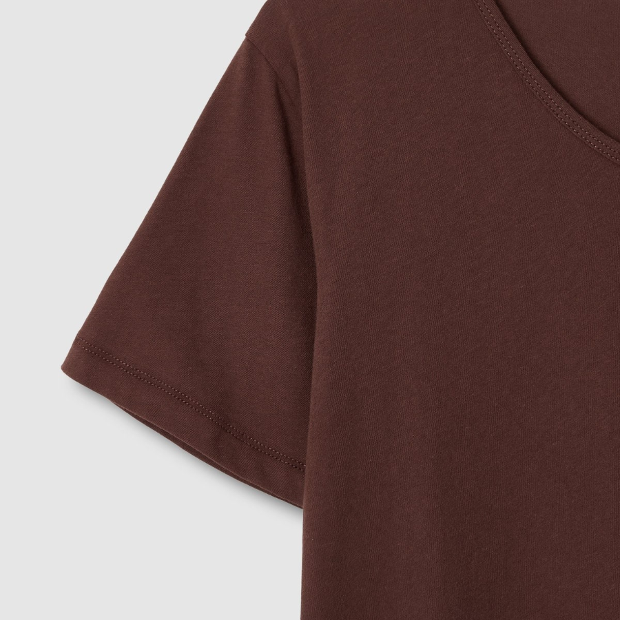 JAJU Cotton Ganggyeon U-Neck T-Shirt – Brown