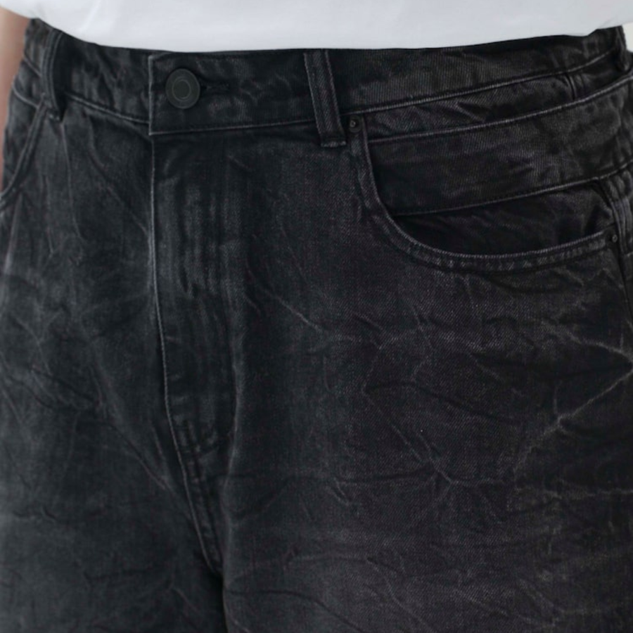 JUUN.J Denim Double Waist Shorts – Black