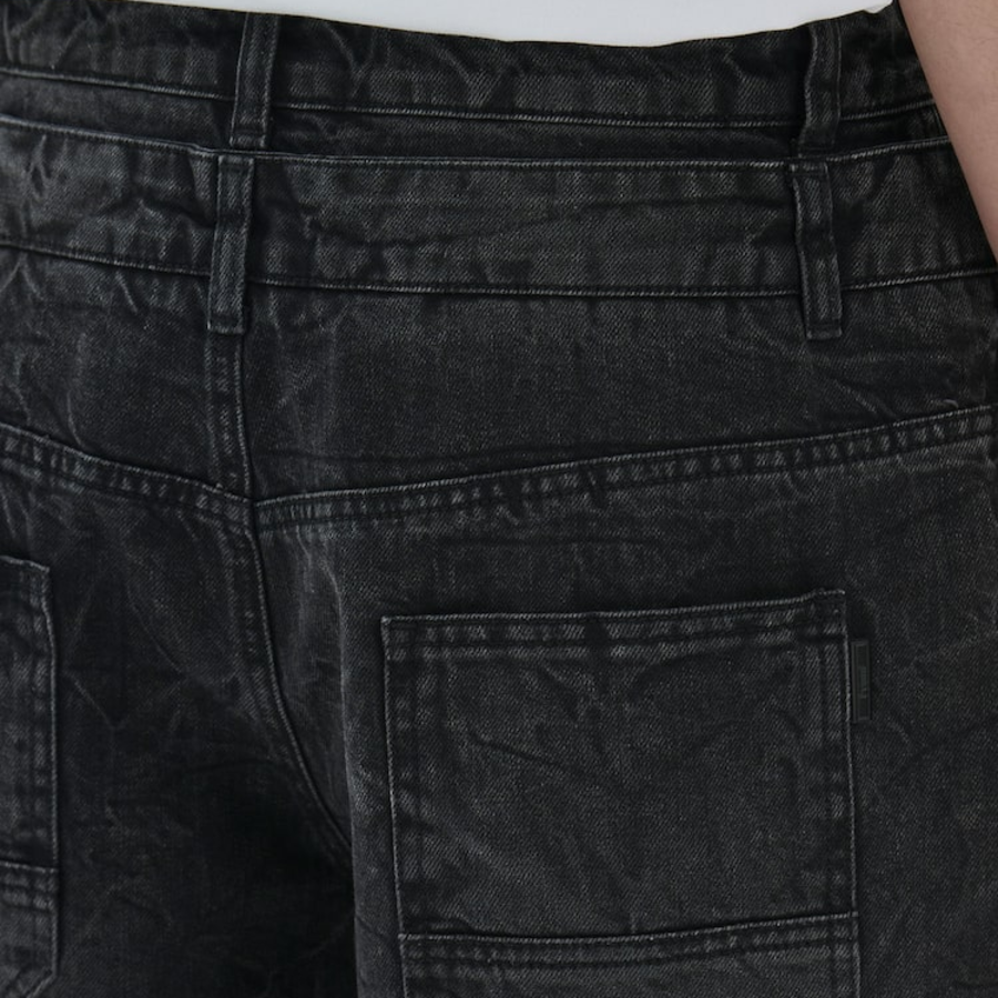 JUUN.J Denim Double Waist Shorts – Black