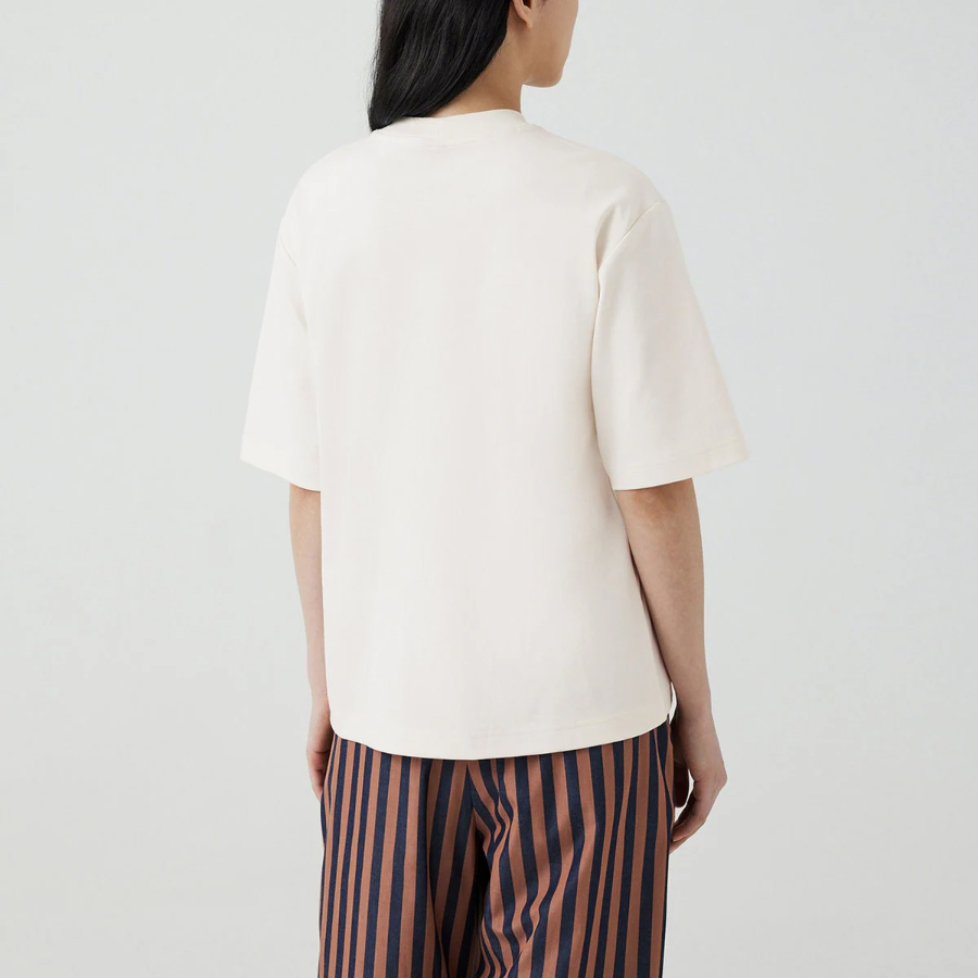 JAJU Cotton Mock Neck T-Shirt – Ivory