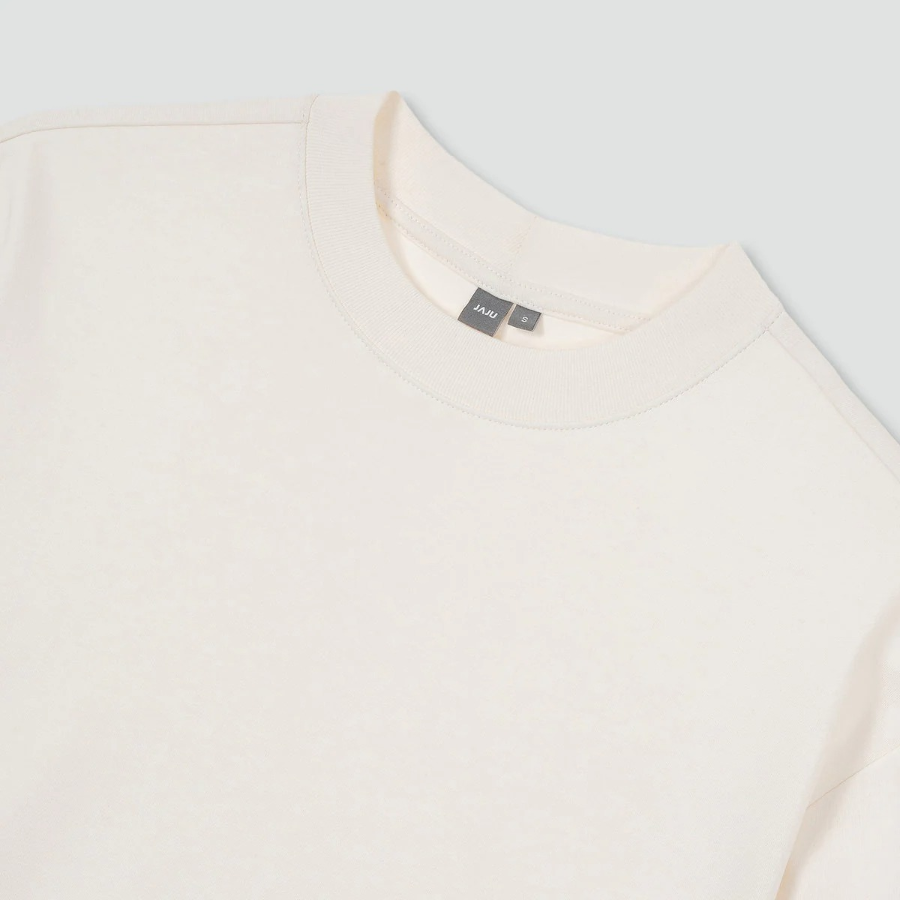 JAJU Cotton Mock Neck T-Shirt – Ivory