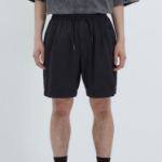 JUUN.J Dyed Nylon Diagonal Cut Side-Open Shorts – Black
