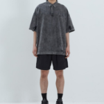 JUUN.J Dyed Nylon Diagonal Cut Side-Open Shorts – Black