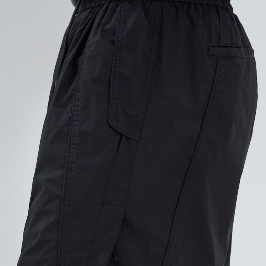 JUUN.J Dyed Nylon Diagonal Cut Side-Open Shorts – Black