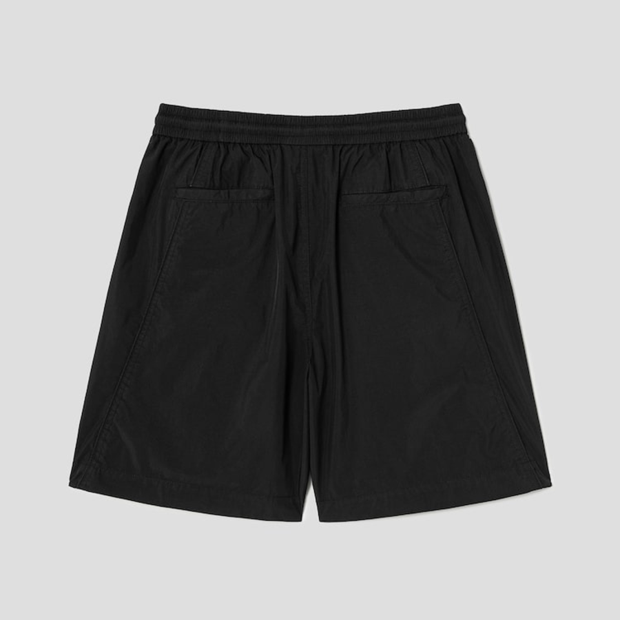 JUUN.J Dyed Nylon Diagonal Cut Side-Open Shorts – Black