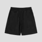JUUN.J Dyed Nylon Diagonal Cut Side-Open Shorts – Black