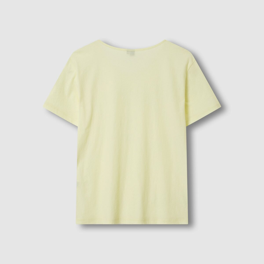JAJU Cotton U-Neck T-Shirt – Yellow
