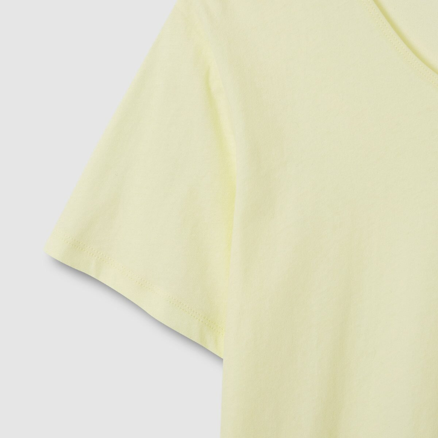 JAJU Cotton U-Neck T-Shirt – Yellow