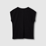 JAJU V-Neck Turn-Up T-Shirt – Black