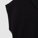 JAJU V-Neck Turn-Up T-Shirt – Black