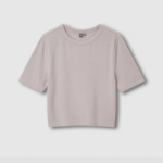 JAJU Ribbed Crop Short-Sleeve T-Shirt – Dark Pink