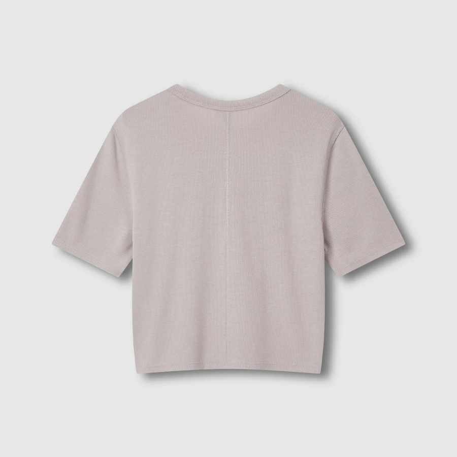 JAJU Ribbed Crop Short-Sleeve T-Shirt – Dark Pink