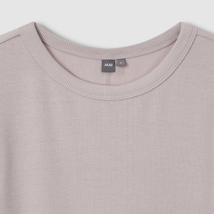 JAJU Ribbed Crop Short-Sleeve T-Shirt – Dark Pink