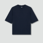 JAJU Cotton Mock Neck Short-Sleeve T-Shirt – Navy