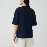 JAJU Cotton Mock Neck Short-Sleeve T-Shirt – Navy