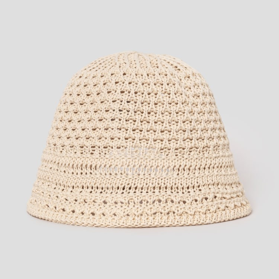 8 seconds Knit Openwork Bonnet Hat — Beige