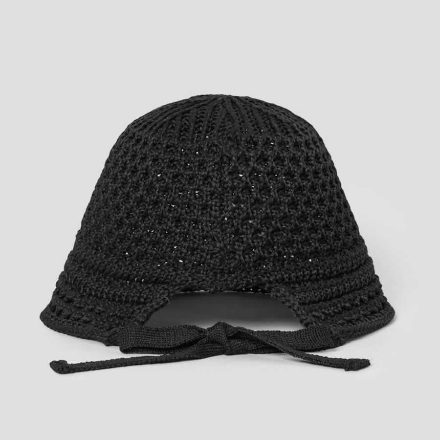 8 seconds Knit Openwork Bonnet Hat — Black