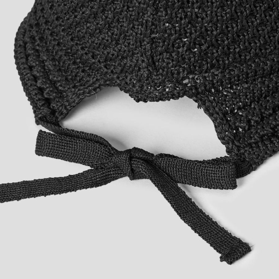 8 seconds Knit Openwork Bonnet Hat — Black