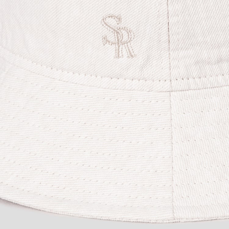 8 seconds Denim Embroidered Bucket Hat — Ivory