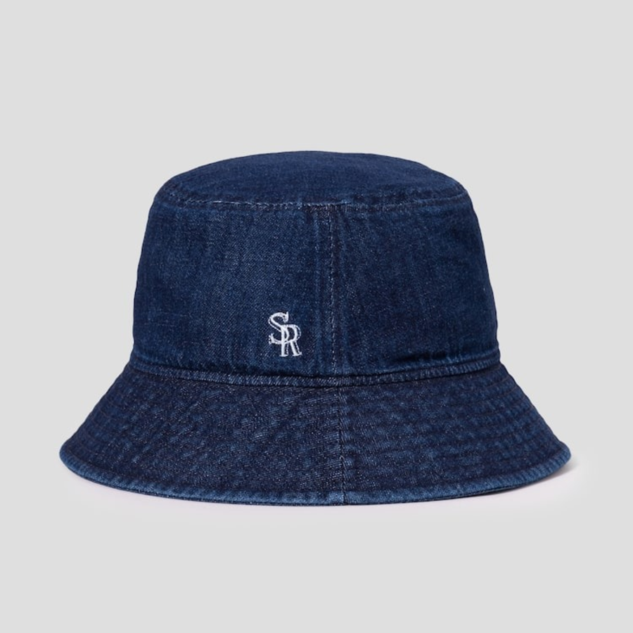 8 seconds Denim Embroidered Bucket Hat — Navy