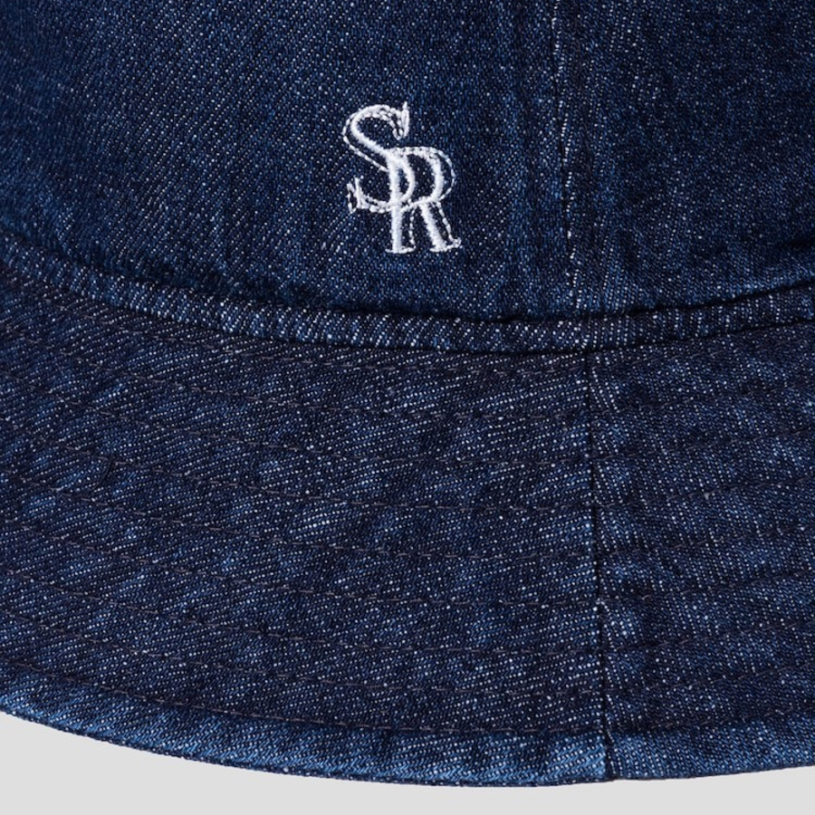 8 seconds Denim Embroidered Bucket Hat — Navy