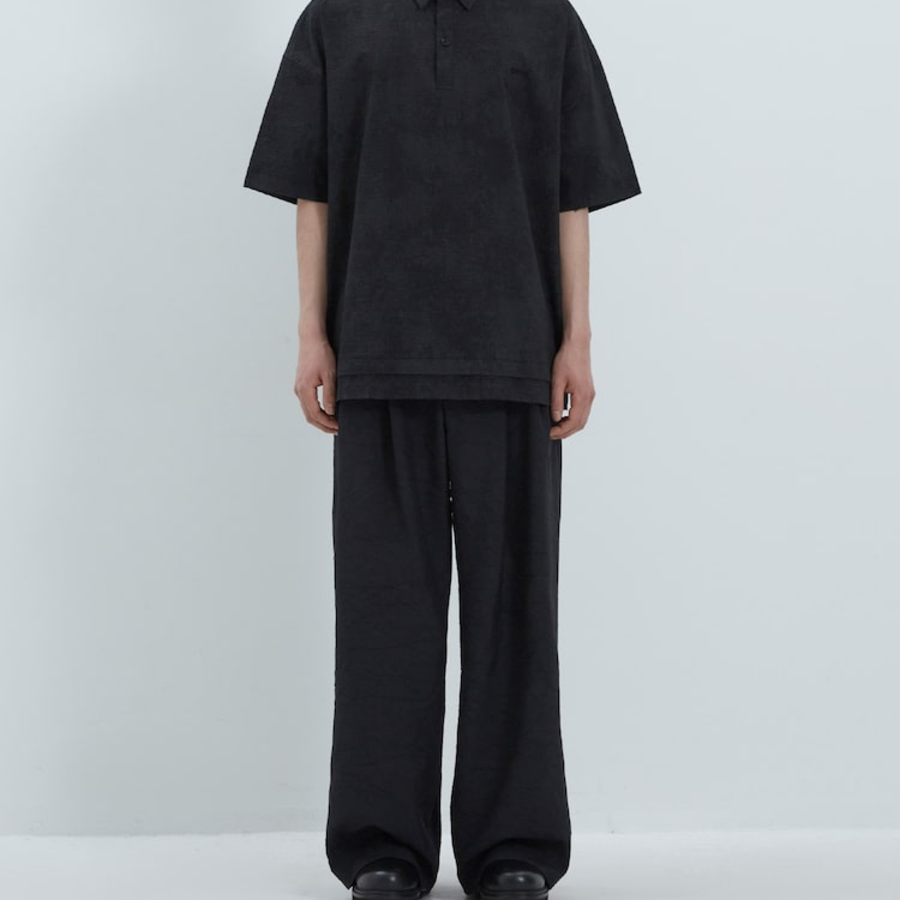 JUUN.J [CORE] Wrinkled Poly-Wool Easy Pants – Black