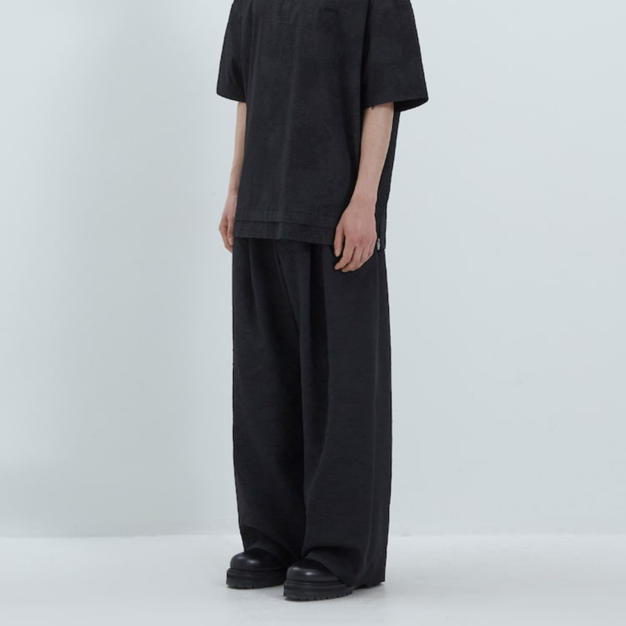 JUUN.J [CORE] Wrinkled Poly-Wool Easy Pants – Black