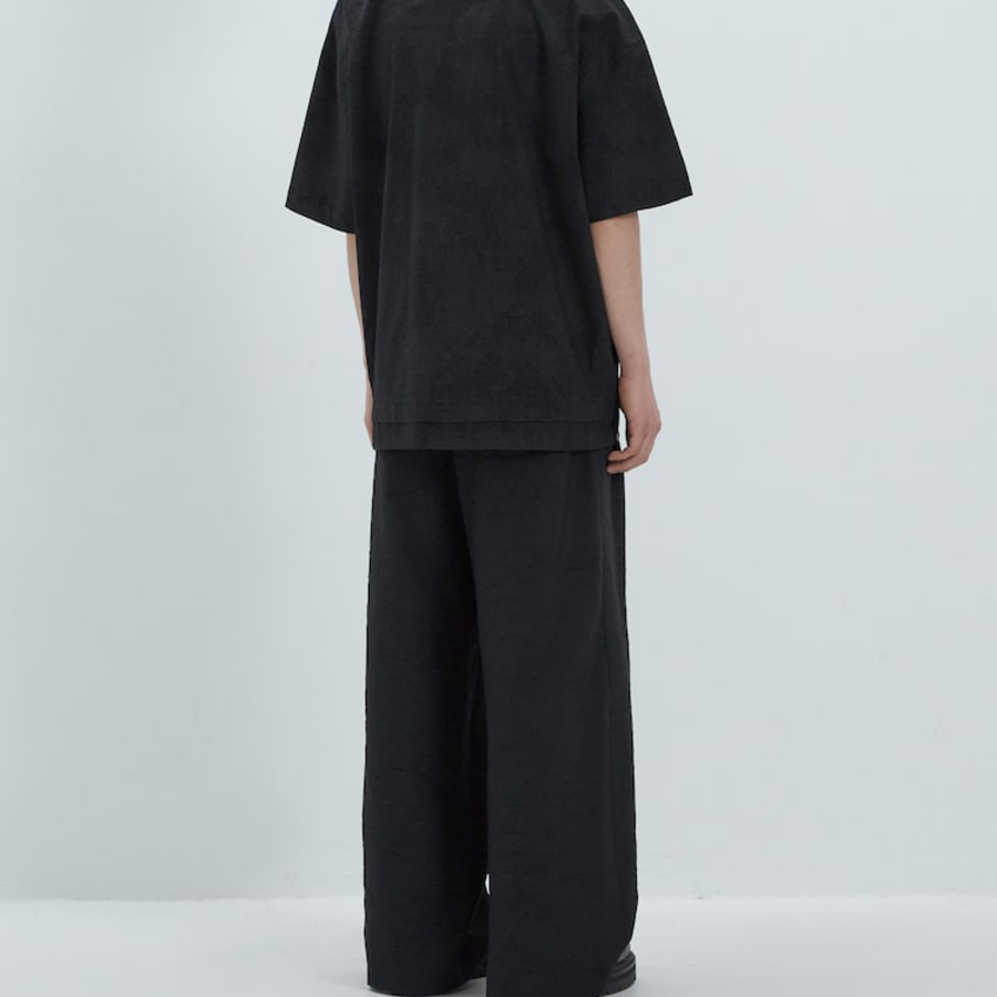JUUN.J [CORE] Wrinkled Poly-Wool Easy Pants – Black