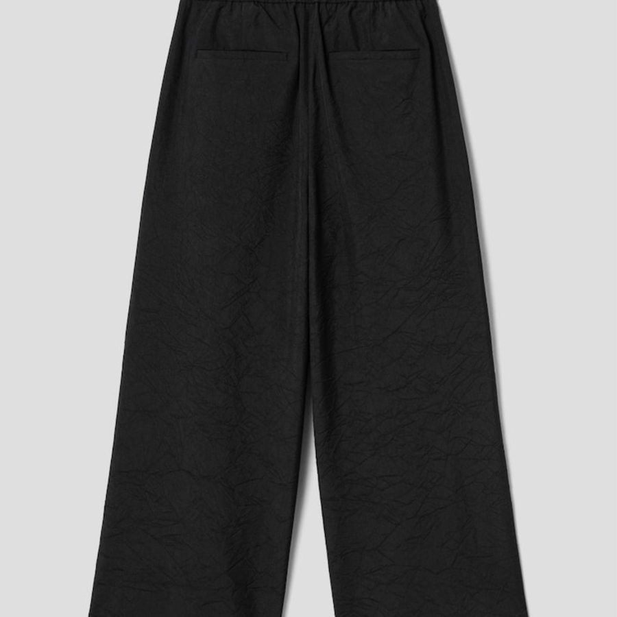 JUUN.J [CORE] Wrinkled Poly-Wool Easy Pants – Black