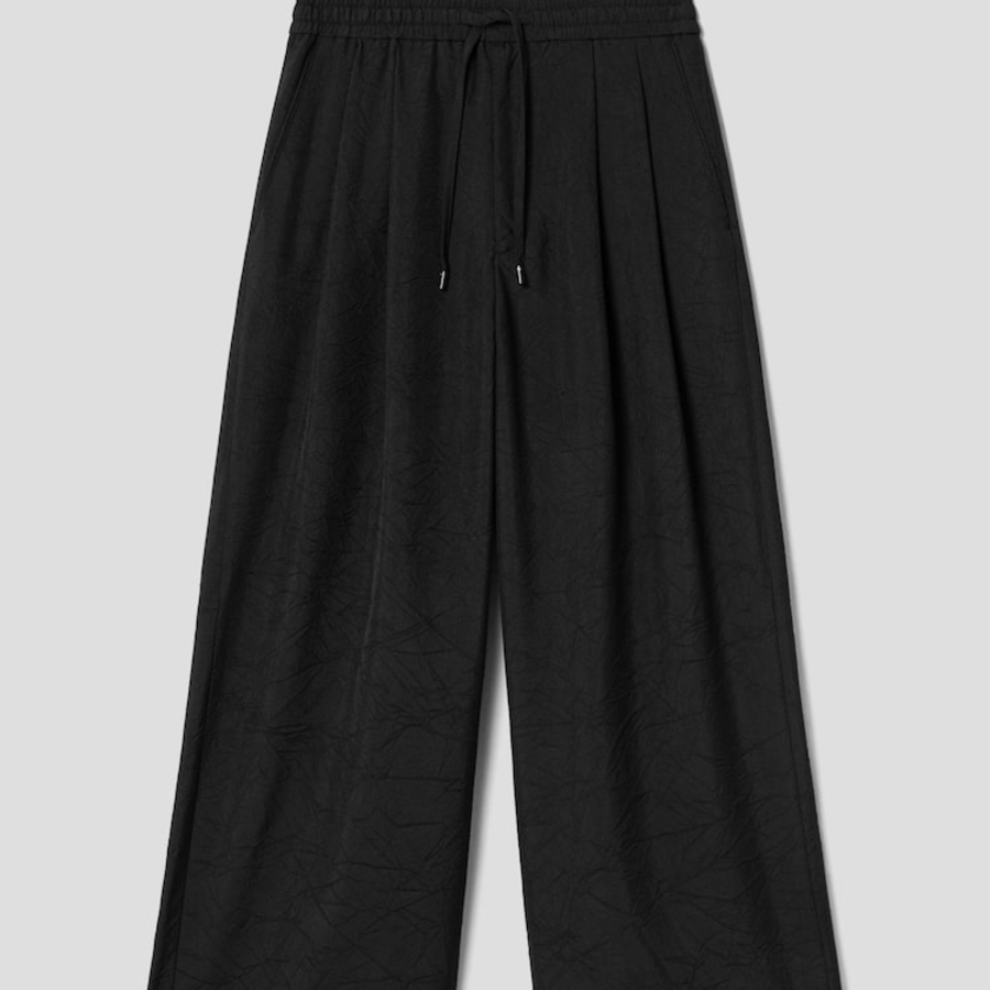 JUUN.J [CORE] Wrinkled Poly-Wool Easy Pants – Black